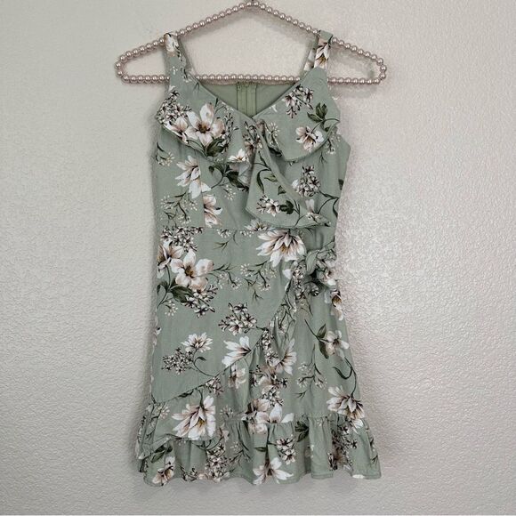 Speechless Linen blend Girl Floral Fit & Flare Ruffled Dress, Size 8 - Picture 1 of 11